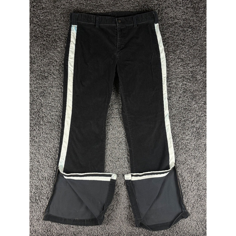 Nike Womens Black Corduroy Flare Pants Side Stripe ankle Zip Size Medium M 8-10